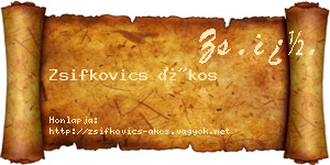 Zsifkovics Ákos névjegykártya